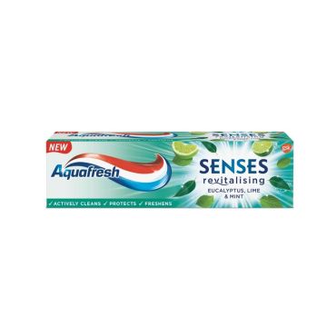 Aquafresh Senses Refreshing Паста за зъби с евкалипт, лайм и мента 75 мл