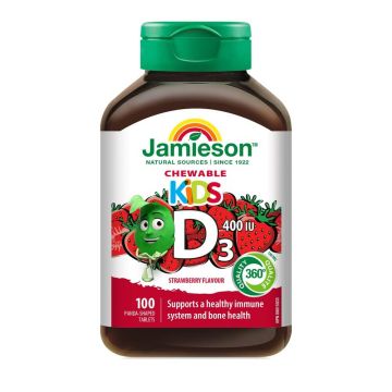 Jamieson Витамин D3 за деца с вкус на ягода 400IU х100 дъвчащи таблетки