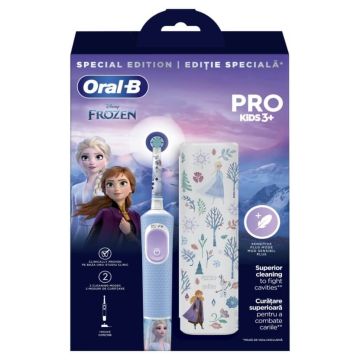 Oral-B Vitality D100 Frozen Електрическа четка за зъби за деца 3+ години + Калъф за пътуване Комплект