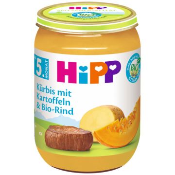 Hipp Био пюре тиква с картофи и телешко месо 5М+ 190 г