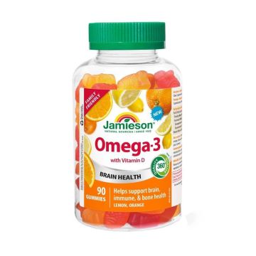 Jamieson Gummies Omega-3 Омега-3 с вкус на портокал, лимон и горски плодове 90 жeлирани дражета