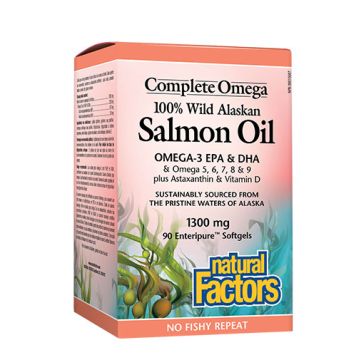 Natural Factors Масло от дива сьомга (От Аляска) 1300 мг x 90 софтгел капсули