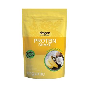 Био Протеинов шейк банан и кокос с еритритол 450 гр Dragon Superfoods