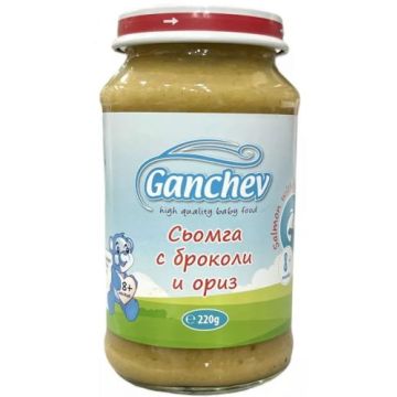Ganchev Пюре сьомга с броколи и ориз 8M+ 220 г