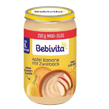 Bebivita Био пюре ябълка, банан и сухар 5М+ 250 гр