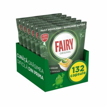 Fairy Original Лимон препарат за съдомиялна машина капсули 6 x 22 бр.