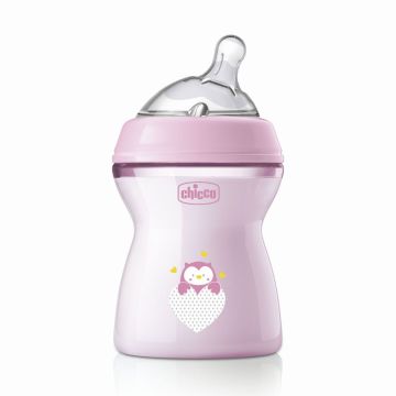 Chicco Natural Feeling N242 Шише със силиконов биберон 250 мл 2M+ момиче