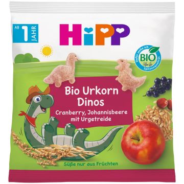Hipp Био Зърнени бисквити Динозаври с плодове 12М+ 30 г
