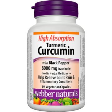 Webber Naturals High Absorption Turmeric Curcumin Куркума 8000 мг + Черен пипер x 60 веган капсули