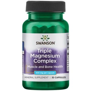 Swanson Triple Magnesium Complex Троен магнезиев комплекс 400 мг х 30 капсули