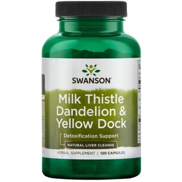 Swanson Milk Thistle, Dandelion & Yellow Dock Бял Трън, глухарче и къдрав лапад х 120 капсули
