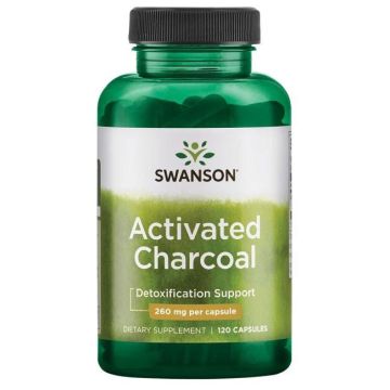 Swanson Activated Charcoal Активен въглен 260 мг х 120 капсули