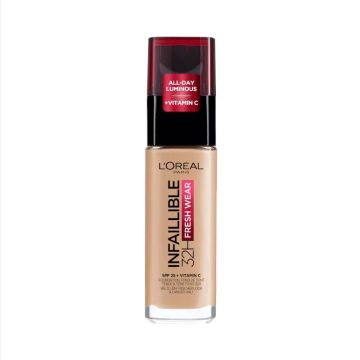 L’Oreal Infallible 32H Fresh Wear Дълготраен фон дьо тен със слънцезащитен фактор SPF25 145 Beige Rose 30 мл