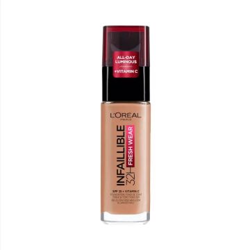 L’Oreal Infallible 32H Fresh Wear Дълготраен фон дьо тен със слънцезащитен фактор SPF25 300 Amber 30 мл