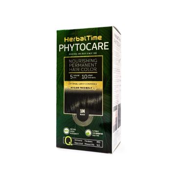 Herbal Time Phytocare Подхранваща трайна боя за коса 1N Черен