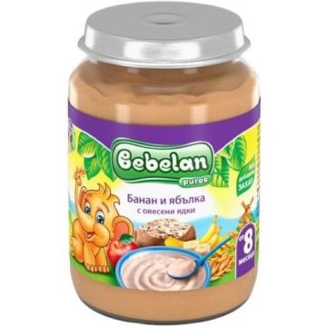 Bebelan Puree Безмлечна каша от банан и ябълка с овесени ядки 8M+ 190 г