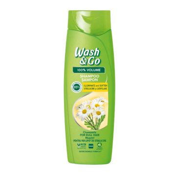Wash & Go Chamomile Extract Шампоан за коса за блясък и обем с екстракт от лайка 360 мл