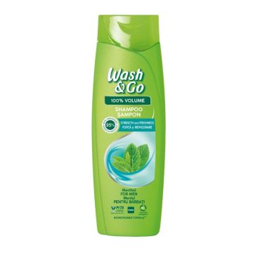Wash & Go Men Menthol Fresh Мъжки шампоан с ментол за всеки тип коса 400 мл