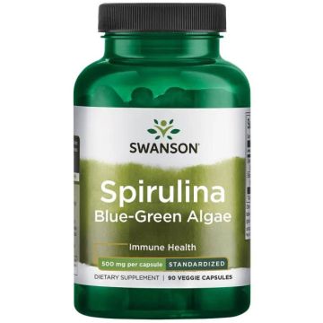Swanson Spirulina Natural Blue-Green Algae 10% Phycocyanin Синьо-зелени водорасли с 10% Фикоцианин 500 мг х 90 капсули