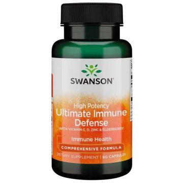 Swanson High Potency Ultimate Immune Defense with C, D, Zinc & Elderberry Високоефективна имунна защита с витамин C, D, цинк и бъз х 60 капсули