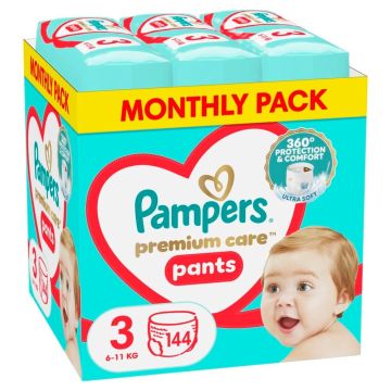 Пелени - гащички Pampers Premium Care Pants Размер 3 144 бр