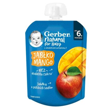 Nestle Gerber Пауч Плодова закуска с ябълка и манго 6м+ 80 гр