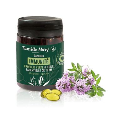 Capsules Immunite Комплекс за силен имунитет със зелен прополис, етеричното масло от мащерка и витамин D3 х 60 капсули Famille Mary