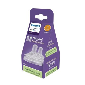 Avent Natural Response Силиконов биберон със среден поток 3, 3-6М х 2 бр