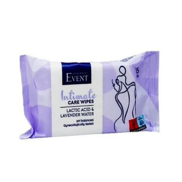 Event Intimate Интимни мокри кърпи с лавандулова вода и млечна кисилина 15 бр 