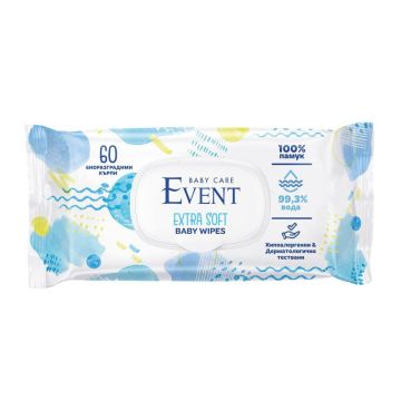 EVENT Baby Extra soft мокри кърпи с 99,3% вода и 100% памук х 60 бр