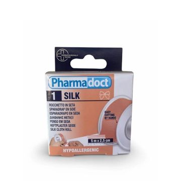 Pharmadoct Silk Хипоалергенен копринен лейкопласт 5 м х 2,5 см 