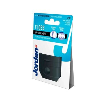 Jordan Whitening Floss Избелващ конец за зъби с активен въглен 25 м