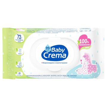 Baby Crema Биоразградими кърпички с 99% чиста вода х 72 броя