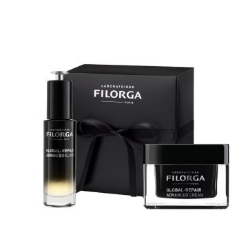 Filorga Global Repair Advanced Подхранващ крем против стареене на кожата 50 мл + Filorga Global Repair Advanced Интензивен еликсир на младостта 30 мл Комплект