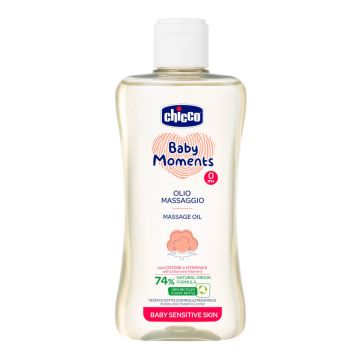 Chicco Baby Moments Sensitive Масажно бебешко олио за тяло 200 мл