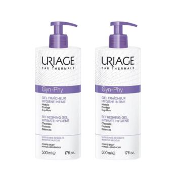 Uriage Gyn-Phy Защитаващ освежаващ почистващ интимен гел за чувствителна кожа 2 х 500 мл Комплект