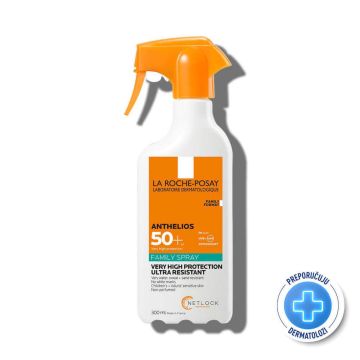 La Roche-Posay Anthelios Family Слънцезащитен спрей за деца и възрастни за лице и тяло SPF50+ 300 мл