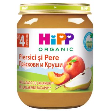 Hipp Био пюре праскови и круши 4М+ 125 г