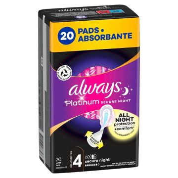 Always Platinum Secure Night Extra Нощни дамски превръзки х 20 бр
