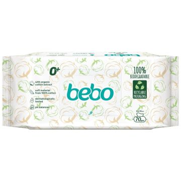 Bebo Биоразградими влажни кърпички 99% вода х 70 бр