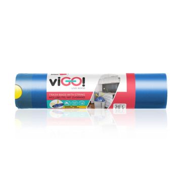 viGО! Торби за отпадъци с връзки Standard сини 35 L х 15 броя