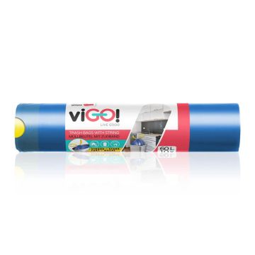 viGО! Торби за отпадъци с връзки Standard сини 60 L х 10 броя