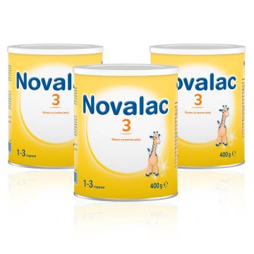 Novalac 3 Преходно мляко за малки деца от 1 до 3 години 3 х 400 г Medis Комплект
