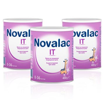 Novalac IT Мляко за кърмачета при запек от 0 до 36 месеца 3 х 400 г Medis Комплект