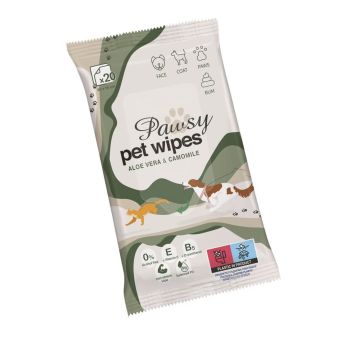 Pawsy Влажни кърпи за домашни любимци с капак х 20 броя