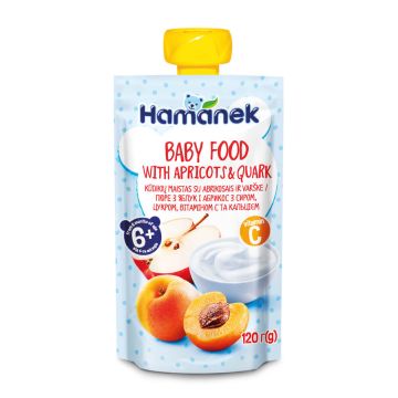 Hamanek Пауч с кайсии и кварк 6М+ 120 г