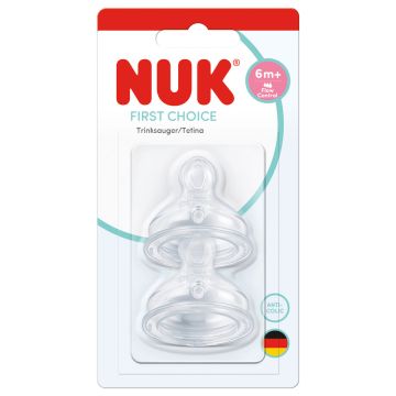 Nuk First Choice+ Силиконов биберон Flow Control 6М+ x 2 броя