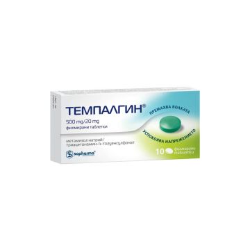 Темпалгин за главоболие и зъбобол 500 мг/ 20 мг х 10 таблетки Sopharma