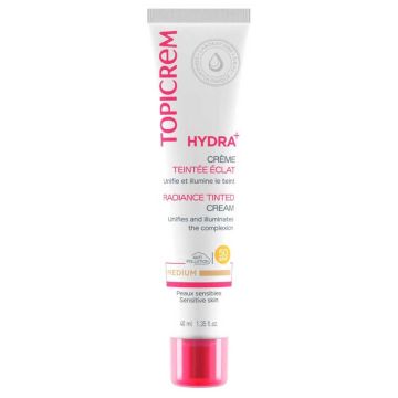 Topicrem HYDRA+ Radiance Tinted Cream Medium SPF50 Хидра+ оцветен хидратиращ крем за лице SPF50 - тъмен цвят 40 мл