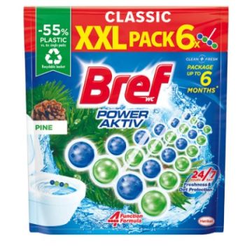 Bref Classic WC Power Active Pine XXL Ароматизатор за тоалетна бор 6 х 50 гр